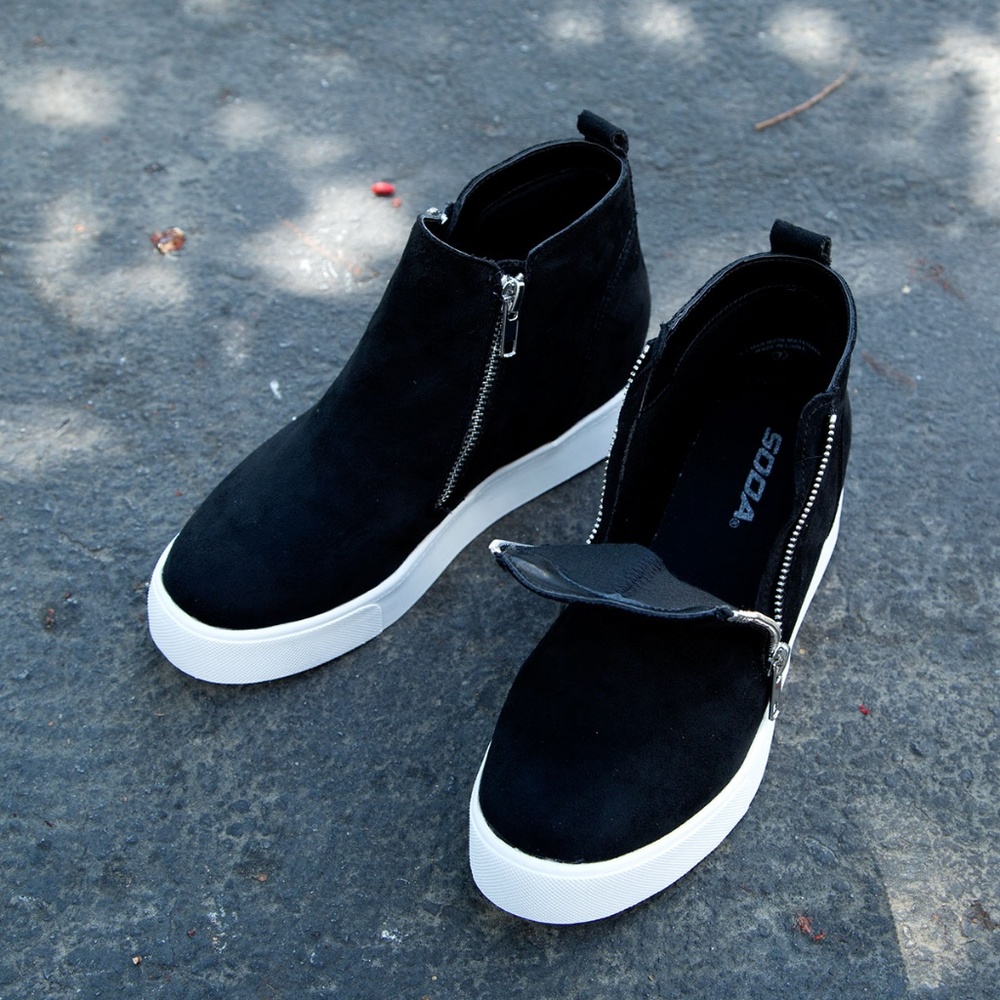 NEW🔥 Side Zip Wedge Heel Platform Sneaker Booties - Picture 10 of 10